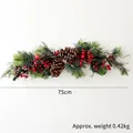 75cm Christmas garland with artificial red berries, pine cones, and green needles - 75cm Ice Crystal Ox Horn Hanging