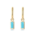 Retro S925 silver 18K gold hoop earrings with rectangular emerald zircon pendants - Long Block Blue Stone Gold