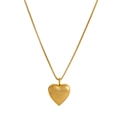 Golden heart pendant necklace with mon amour engraving and slim box chain - mon amour (Gold Heart)