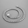 Collana cubana da 9mm in acciaio inossidabile argento con fibbia in zirconi - 65cm / Acciaio (Chiusura in Strass)