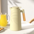 Nordic style beige vacuum flask with wooden handle on a cozy dining table setting - Plain Style / 062 Green