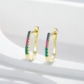Orecchini a U in argento sterling S925 con pietre preziose colorate e oro 14 carati - Oro