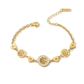 Golden stainless steel Tree of Life bracelet with heart charm and zircon accents - Tree of Life with Heart Pendant Style