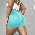 Pantaloncini yoga senza cuciture a vita alta azzurro con effetto push-up - Taglia S / Pantaloni e gonne / Verde chiaro