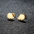 Minimalist gold hedgehog stud earrings in polished stainless steel for women - Hedgehog / Gold