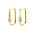 Elegant gold-plated U-shaped rectangular hoop earrings with micro-pave cubic zirconia - Gold