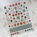Adesivi per unghie 3D in rilievo con simboli mahjong e fortuna per il Capodanno - Fortuna di Mahjong (TS-2063)