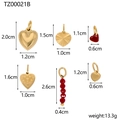 Dettaglio di 6 ciondoli a cuore oro e rosso con misure e specifiche di peso incluse - Oro-TZ00021B (Stile Cuore Rosso)