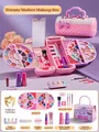 Pink princess makeup vanity case for girls including 50 pieces washable cosmetics set - Dreamy Modern 50-Piece Makeup Box