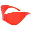 Y2K future style wrap-around sunglasses in translucent bright red finish - Red Frame Red Lens