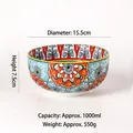 6 inch Bohemian ceramic bowl with vibrant floral patterns and 1000ml capacity - 6 Inch Straight Bowl - No. 2 / Colorful 2