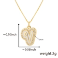 Ciondolo a cuore con lettera V in smalto bianco e zirconi per collana da donna - V Oro Ciondolo Solo (Senza Catena)