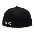 Bonnet docker unisexe en coton noir avec broderie FARD blanche et accent rouge - Réglable / Noir