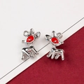Cute silver alloy reindeer charms with red dotted eyes for DIY jewelry making - 15# Silver K 3D Reindeer