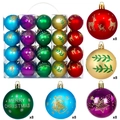 40-teiliges 6cm Weihnachtsball-Set mit bunten Hirsch- und Sternmustern - 40er Pack / Gold Rot Lila