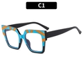 Quadratische Blaulichtfilter Brille in Blau und Orange gestreift mit schwarzen Bügeln - C1-Blauer Rahmen (Blau und Orange Gestreift)