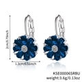 Silberne Blumenohrringe mit dunkelblauen Zirkoniasteinen und Produktabmessungen - Weißgold Mit Blauem Zirkon