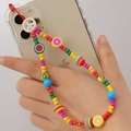 Bijou de téléphone en perles colorées avec charms fruits, smiley et pendentif peace blanc - ZSZC07-Style Fruit Paix Coloré