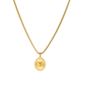 Detailed view of a gold stainless steel heart-shaped pendant on a durable chain link - Gold Sunburst Heart Disc