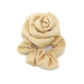 Elegant beige satin rose hair scrunchie with a vintage aesthetic for women hairstyle - Light Yellow