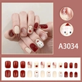 Christmas snowman and reindeer press-on nails with red glitter and blush gradient design - A3034 Christmas Style (With Glue)