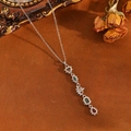 Collier en argent avec des pierres précieuses colorées de formes variées style bohème - Argent Oeil Coeur Zircone Coloré Gland(T030)