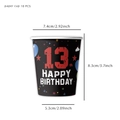 10-piece 13th birthday paper cups with balloon design and clear dimension markings - Teenager Theme Black & Red Paper Cup