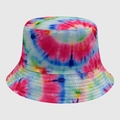 Cappello a secchiello tie-dye colorato con spirali rosa blu giallo e verde in cotone - M (56-58cm) / Tie-Dye Vortice Rosa-Blu-Giallo-Verde (19)