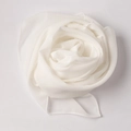 Detail of soft white chiffon scarf texture with delicate rolled hem and rose-fold design - 90*90cm / White