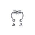 Detail showing magnetic horseshoe nose ring with interchangeable ball and spike ends - Ball Style / Silver