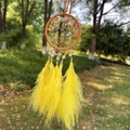 Tree of Life dreamcatcher with yellow crystals and feathers for bohemian home or car decor - Topaz