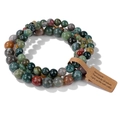 Multi-color gemstone beaded stretch bracelets set with a brown kraft paper hang tag - 19cm 3-Piece Set - Rainbow Gemstone