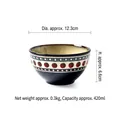Japanese ceramic rice bowl with black glaze and dots, 12.3cm diameter and 420ml capacity - 4.8 Inch / Ruby