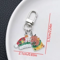 Silver Christmas keychain with reindeer and snowman hat pendant in enamel finish - ER847-White K Enamel Snowman Cat Reindeer U-shaped Keychain