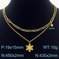 Doppelreihige goldene Halskette mit Schneeflocken-Anhänger und Perlen-Detail auf Büste - Goldene Doppelreihige Schneeflocke Halskette (KN232668-Z)