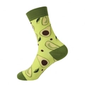 Mittelhohe Baumwollsocken in Hellgrün mit Avocado-Mustern und dunkelgrünen Akzenten - Hellgrün Avocado