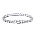 Silver S925 sterling silver tennis bracelet featuring a single row of sparkling cubic zirconia - Machine-made Tennis Chain 4mm Thick Electroplated White Gold 16.5cm Long Approximately 7.9g.