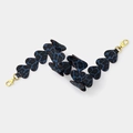 Blue leopard print heart-shaped leather bag strap with gold metal lobster clasps - Silver Clasp / Blue Leopard