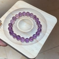 Macro shot of natural purple amethyst beaded bracelet on a light wooden display tray - Amethyst 8mm (With Gift Box)