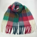Écharpe d'hiver épaisse à carreaux colorés avec franges et motifs multicolores - 6# (Carreaux Multicolores)