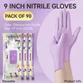 Extra long purple nitrile gloves for food handling and cleaning, size 9 inch, 90 count - 90 Pieces Size M Purple