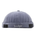 Cappello docker grigio in cotone con ricamo squalo e cinturino regolabile in metallo - 58-61CM (Regolabile) / Grigio chiaro