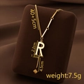 Gold plated titanium steel R letter pendant necklace with elegant tassel detail - Letter R / Gold