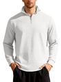Felpa casual da uomo con mezza zip in bianco con tessuto a trama testurizzata - S / Bianco