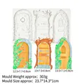 Siliconen mal voor elfendeuren voor taartdecoratie, 303g, maat 23,7x14,3x1cm - 1# Drievoudige Fairy Deur / Grijs