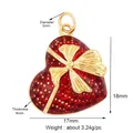 Roter Herzanhänger mit goldener Schleife und Punkten, DIY-Schmuckzubehör - L254909-Roter Herzbogen