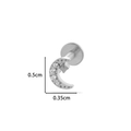F136 Titan Mond und Stern Labret Piercing mit Zirkonia, flache Rückseite 5mm x 3,5mm - Mond und Stern Form (6# Silber)