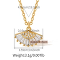 Detailed dimensions of 18K gold plated flower necklace with zircon stone pendant size - Fan Shape Style (KN0487)