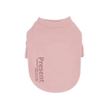 Pink cotton dog T-shirt with 'Present' print, soft autumn thermal base layer garment - S / Pink