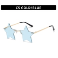 Frameless star-shaped sunglasses with light blue lenses and gold metal frames - Gold Frame Light Blue Lens